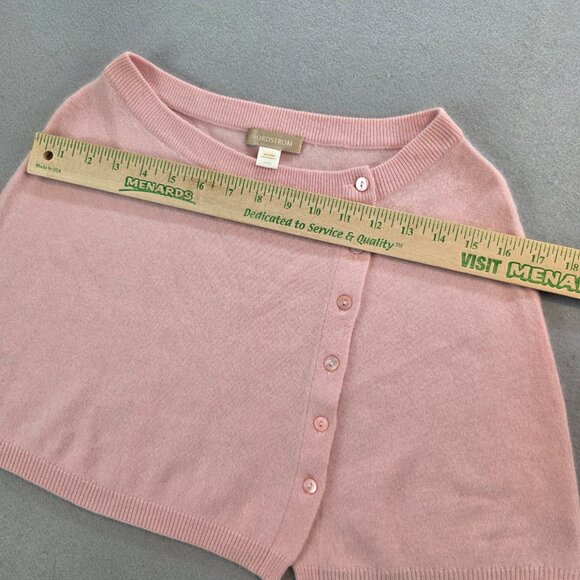 Nordstrom 100% Cashmere Cape Cardigan Light Pink Soft Ribbed PETITE XS - Picture 7 of 8